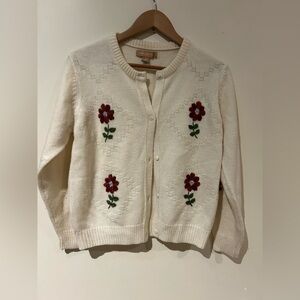 Vintage April Cornel White And Floral Cardigan size xs